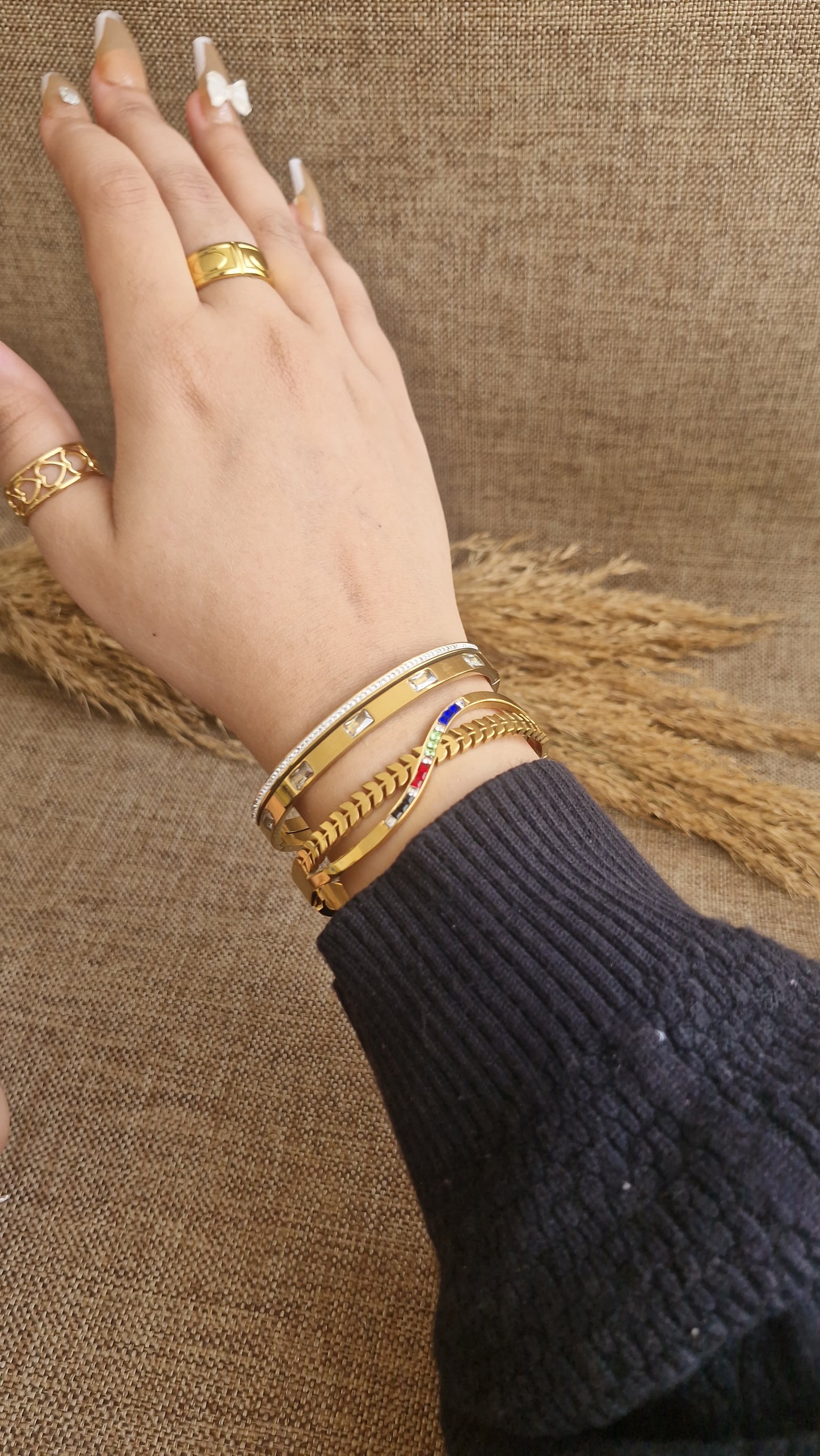 Vibrant Enamel & Diamond Bangle Duo