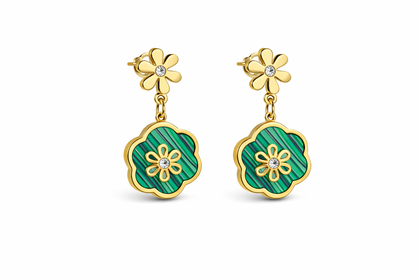 Emerald Bloom Luxury Floral Drop Earrings