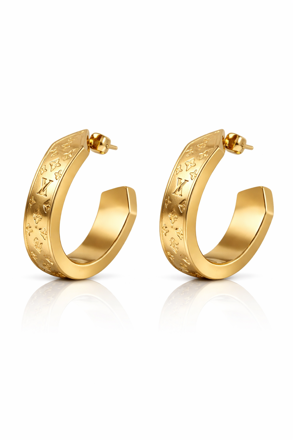 Monogram Luxe Gold Statement Hoop Earrings