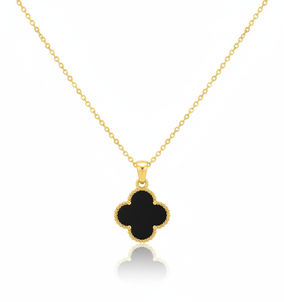Dual Sided Clover Pendant - Black and White