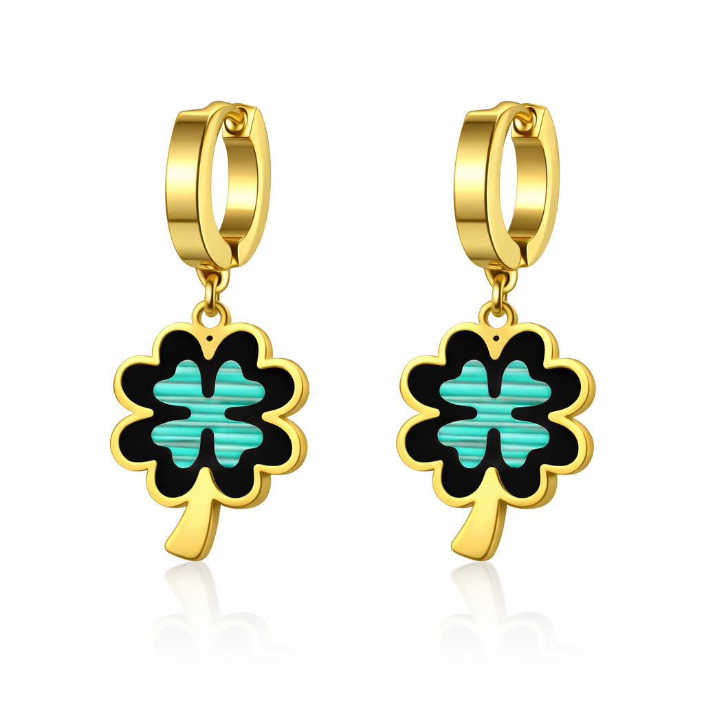 Clover Gold Drop Earrings for Women