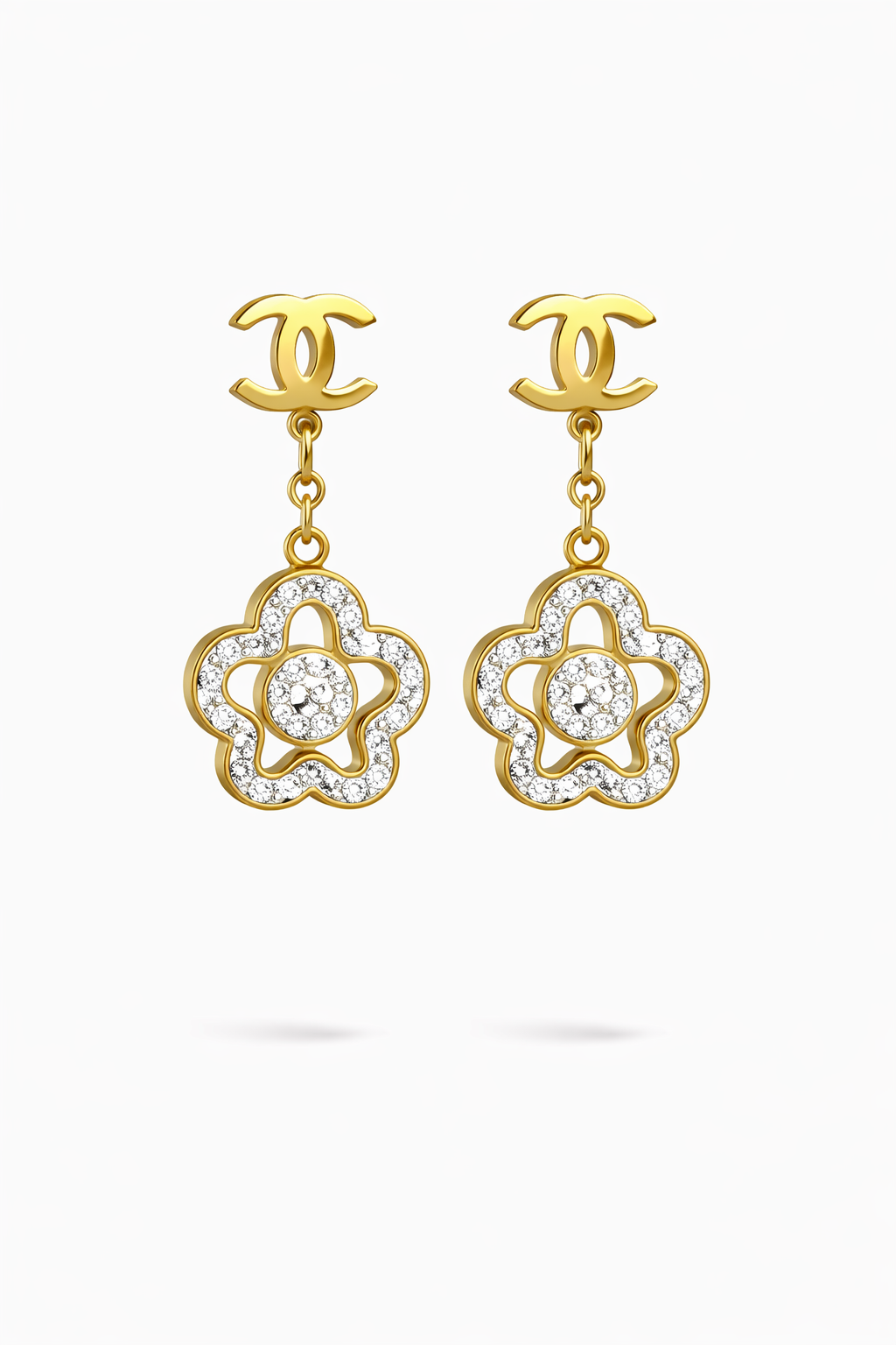 Crystal Flower Drop Earrings for Women