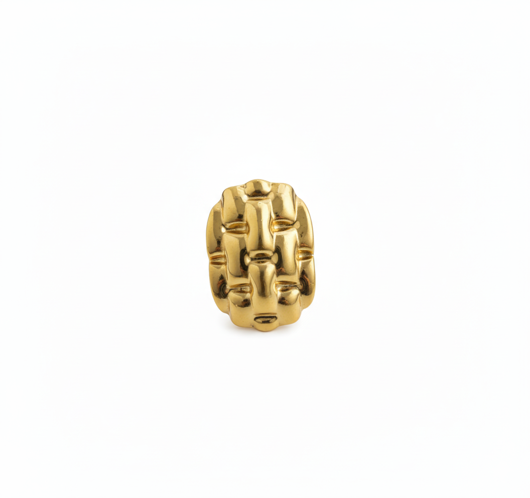 Golden Brick Texture Adjustable Ring