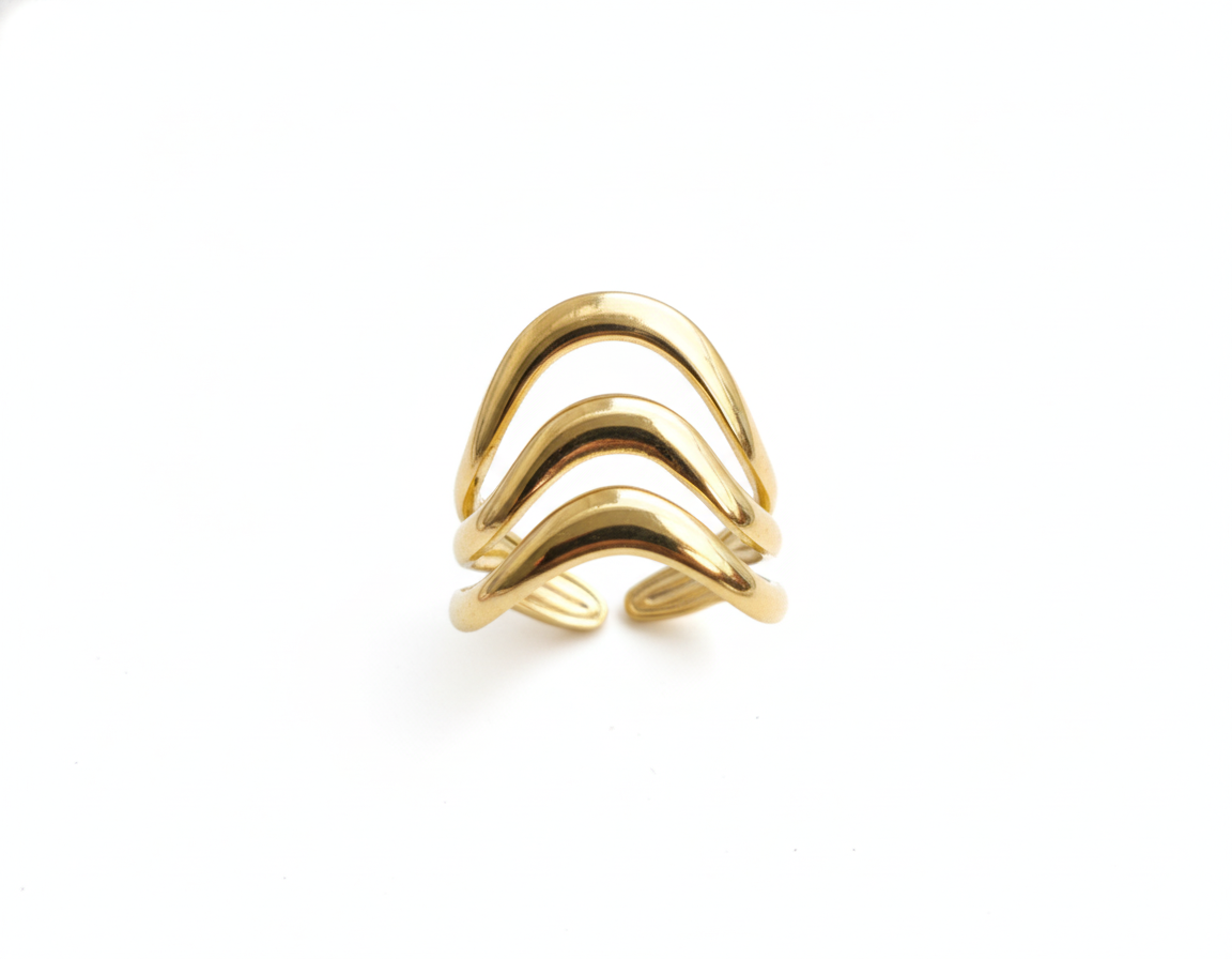 Golden Tide Wave Ring
