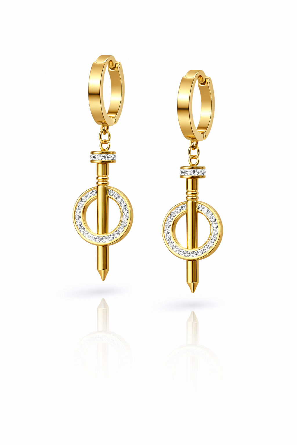 Luxury Crystal Sword Drop Earrings for Women