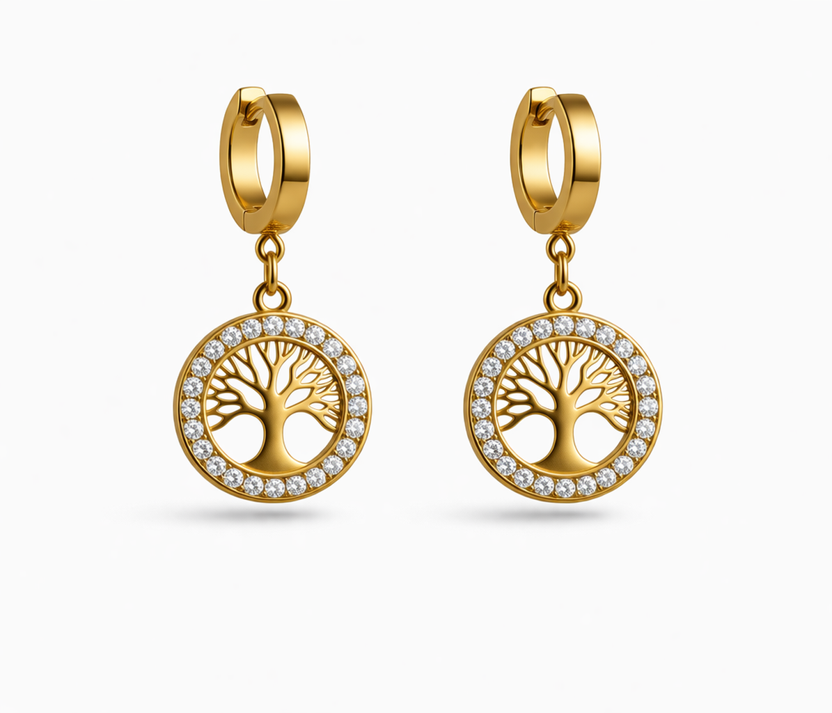 Tree of Life Crystal Hoop Earrings for Women