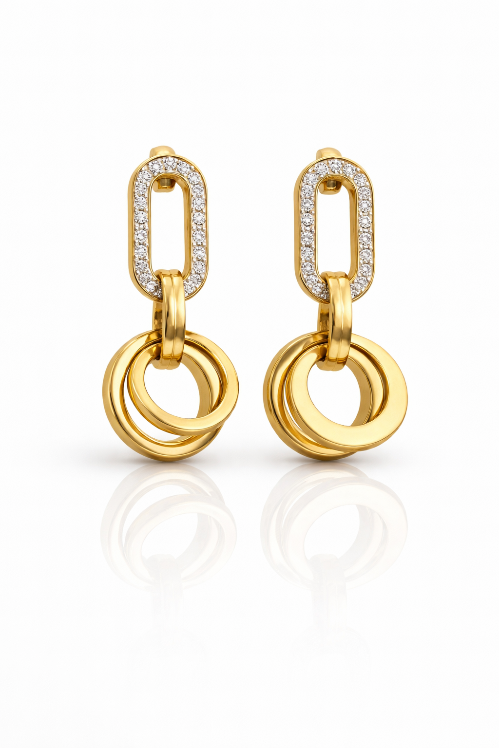 Luxury Crystal Interlocking Ring Drop Earrings