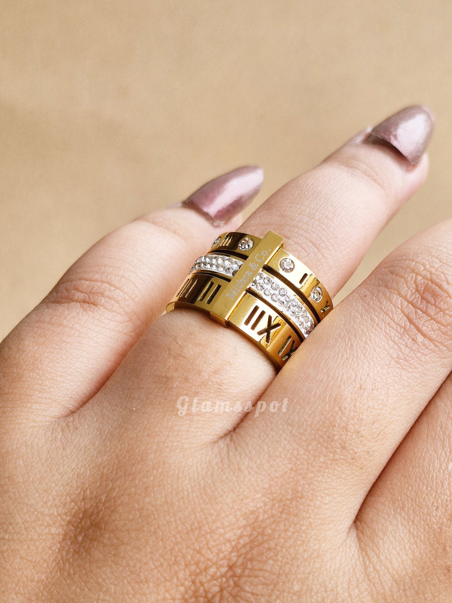 Roman 3 Layer Gold Ring