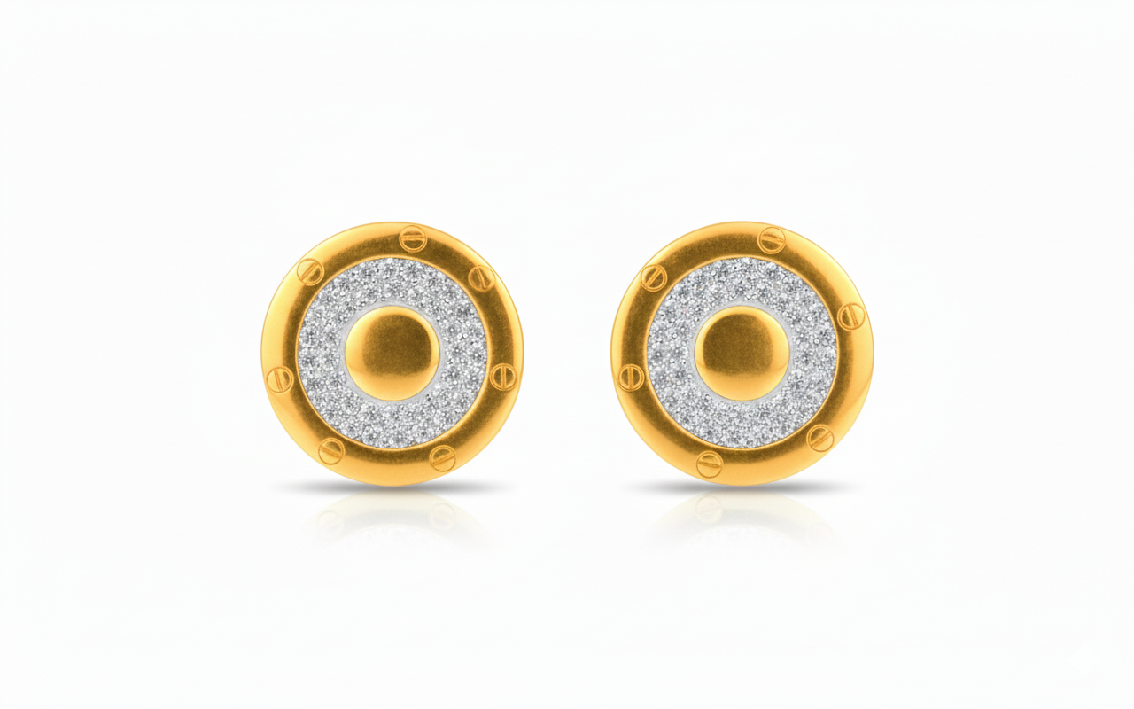Cartier Inspired Gold Plated Studs