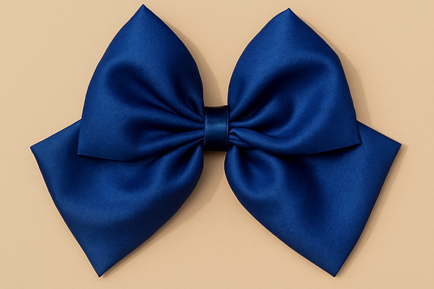 Big Tail Ink Blue Satin Silk Bow