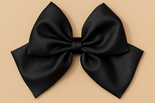 Big Tail Black Satin Silk Bow