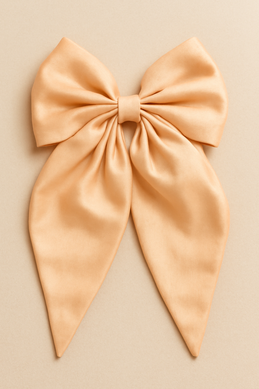 Jumbo Satin Silk Peach Hair Bow