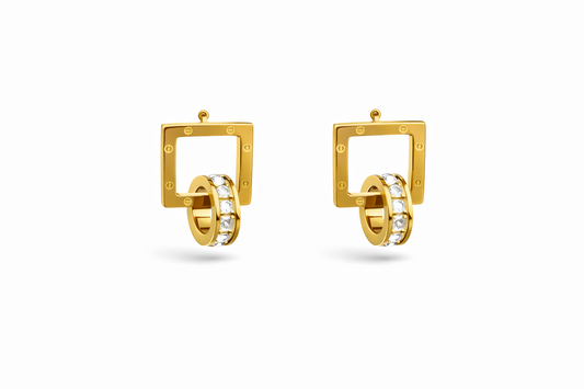 Rainbow Enamel Gold Earring Stack