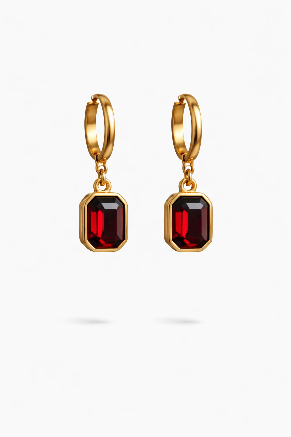 Ruby Royale Luxe Gold Drop Earrings