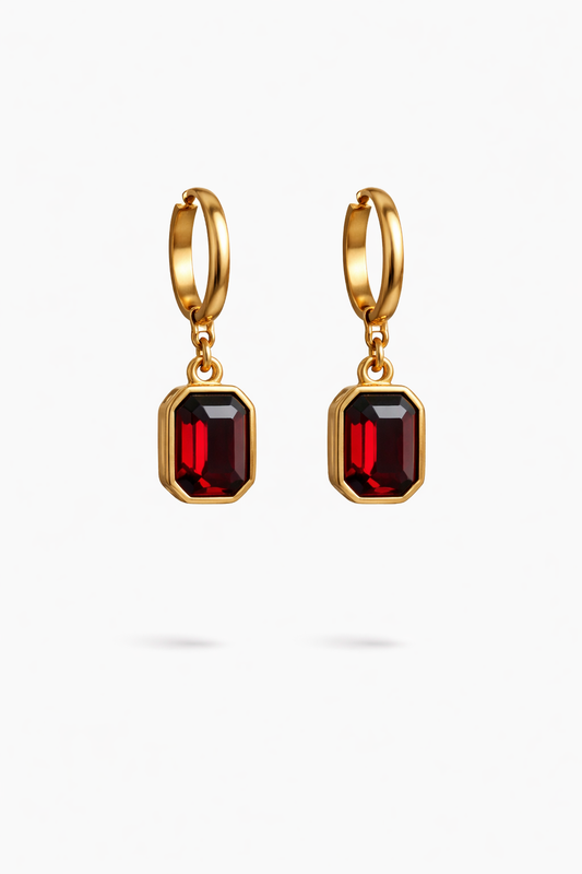 Ruby Royale Luxe Gold Drop Earrings