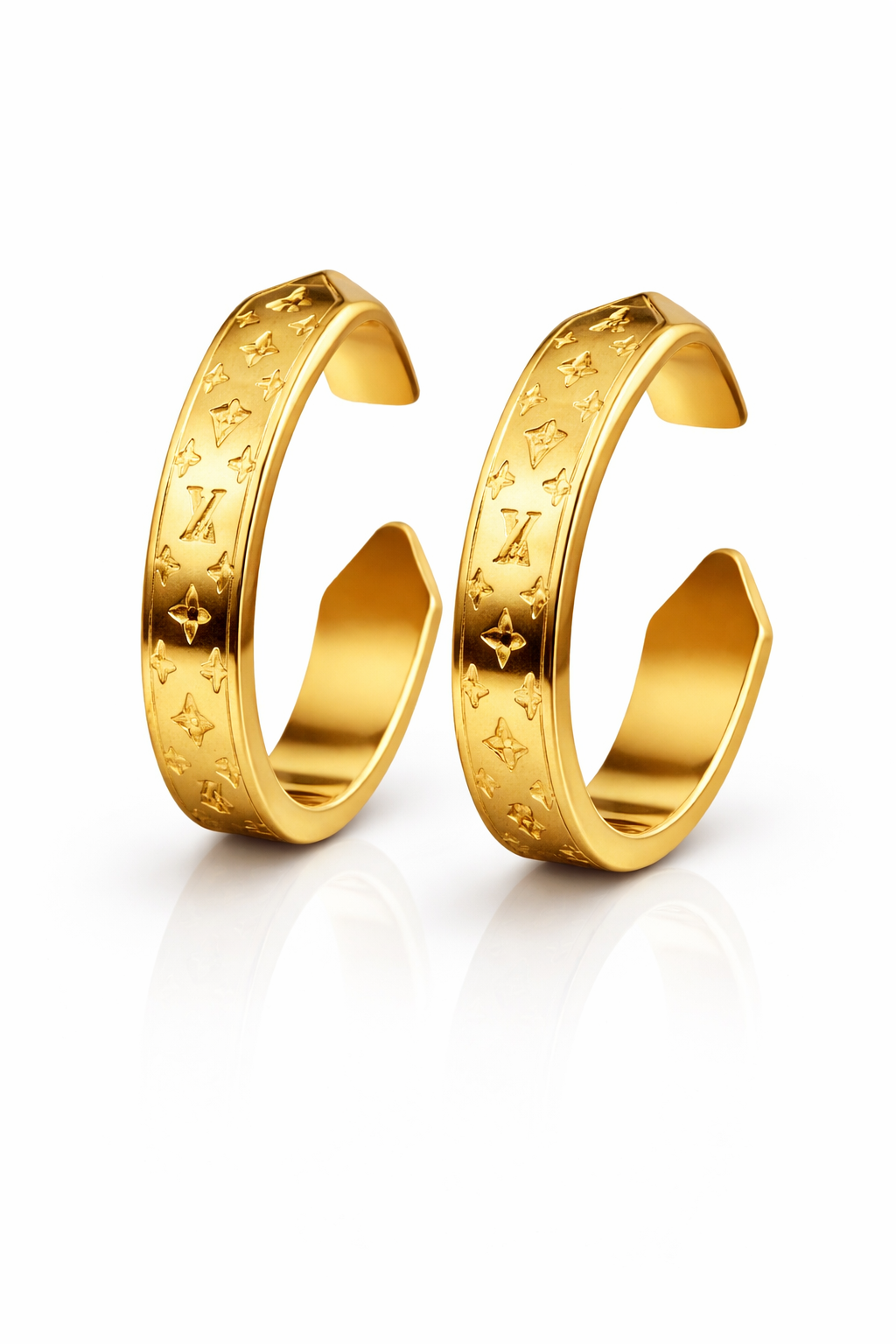 Monogram Luxe Gold Cuff Hoop Earrings