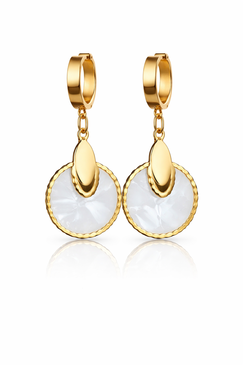 Elegant Gold and Mother-of-Pearl Earrings