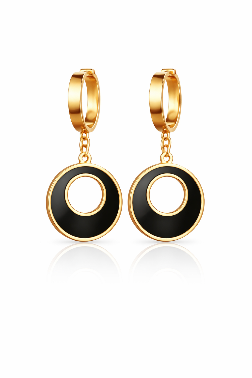 Noir Halo Luxe Gold Drop Earrings