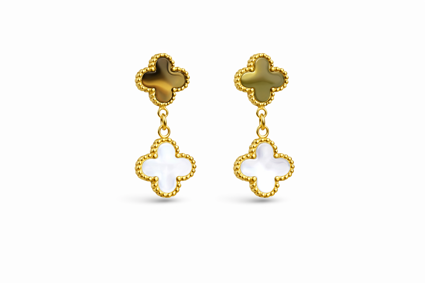 Clover Pearl Drop Earrings for Women