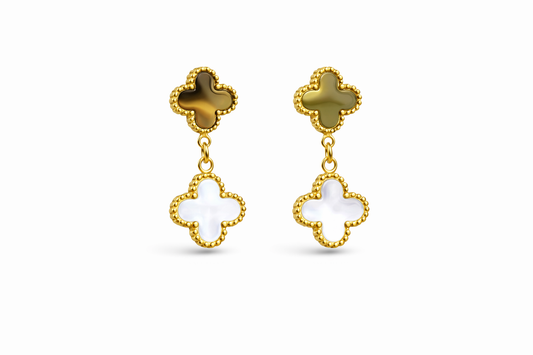 Clover Pearl Drop Earrings for Women