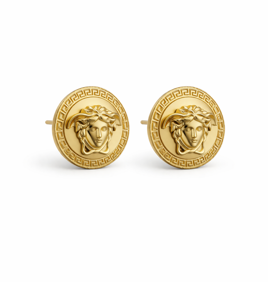 Medusa Gold Stud Earrings for Women