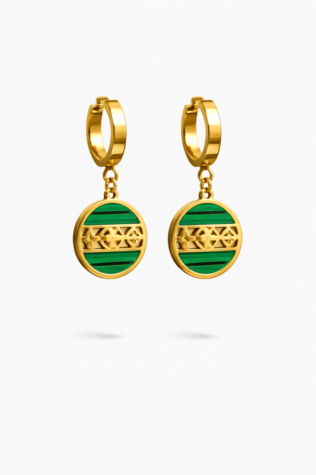Emerald Aura Luxe Gold Hoop Earrings