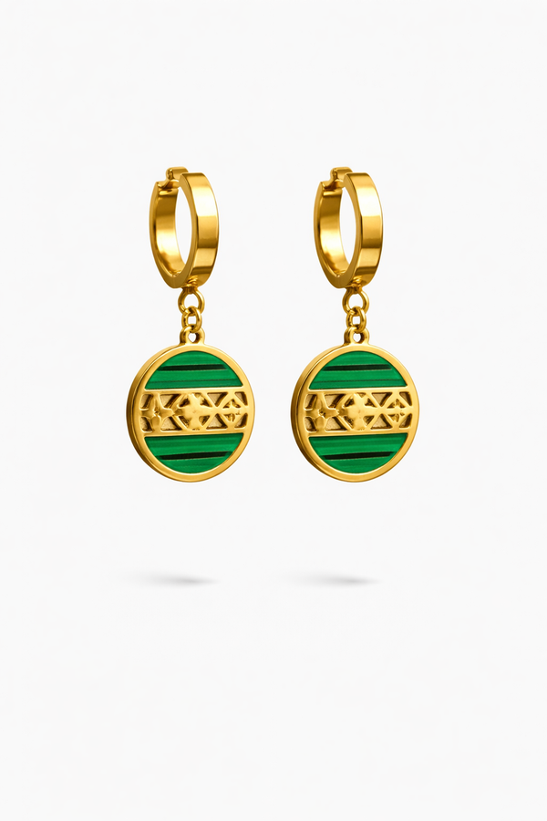 Emerald Aura Luxe Gold Hoop Earrings