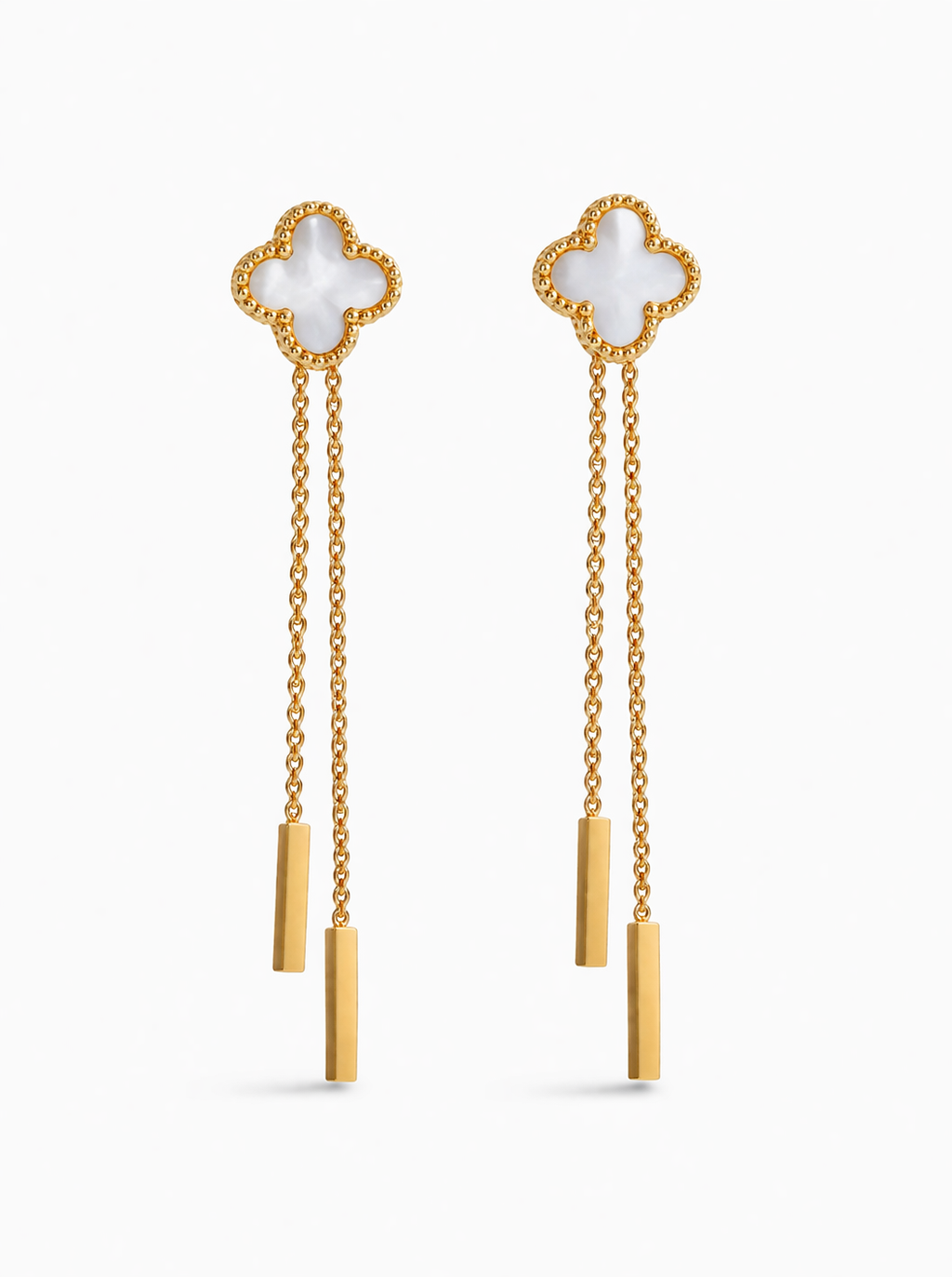 Ivory Clover Luxe Chain Drop Earrings