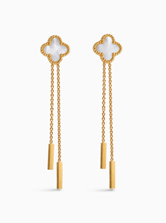 Ivory Clover Luxe Chain Drop Earrings