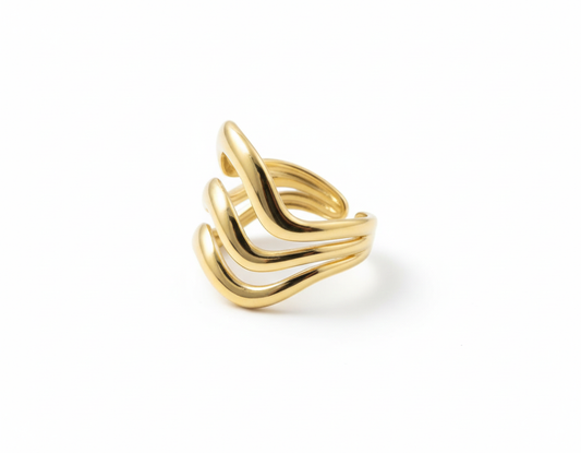 Golden Tide Wave Ring