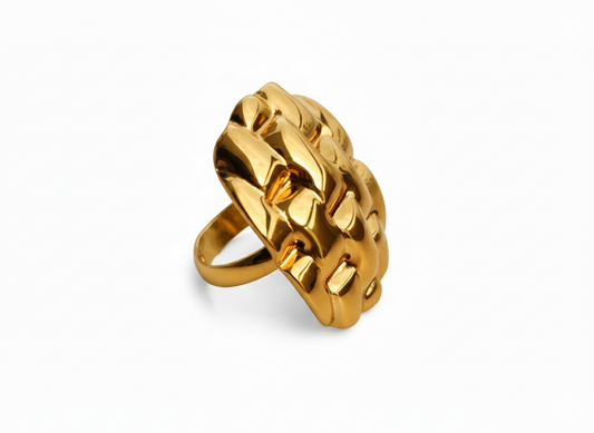 Golden Brick Texture Adjustable Ring