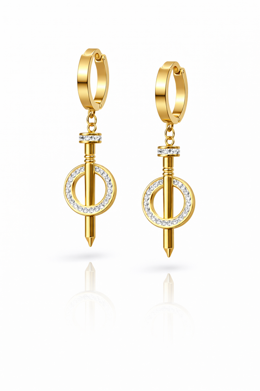 Luxury Crystal Sword Drop Earrings for Women