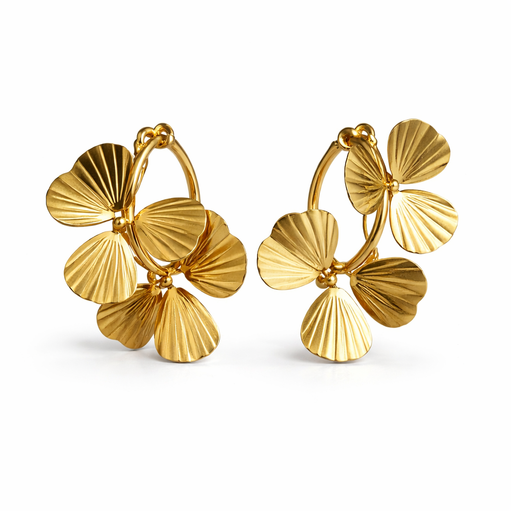 Luxury Gold Floral Hoop Earrings for Women