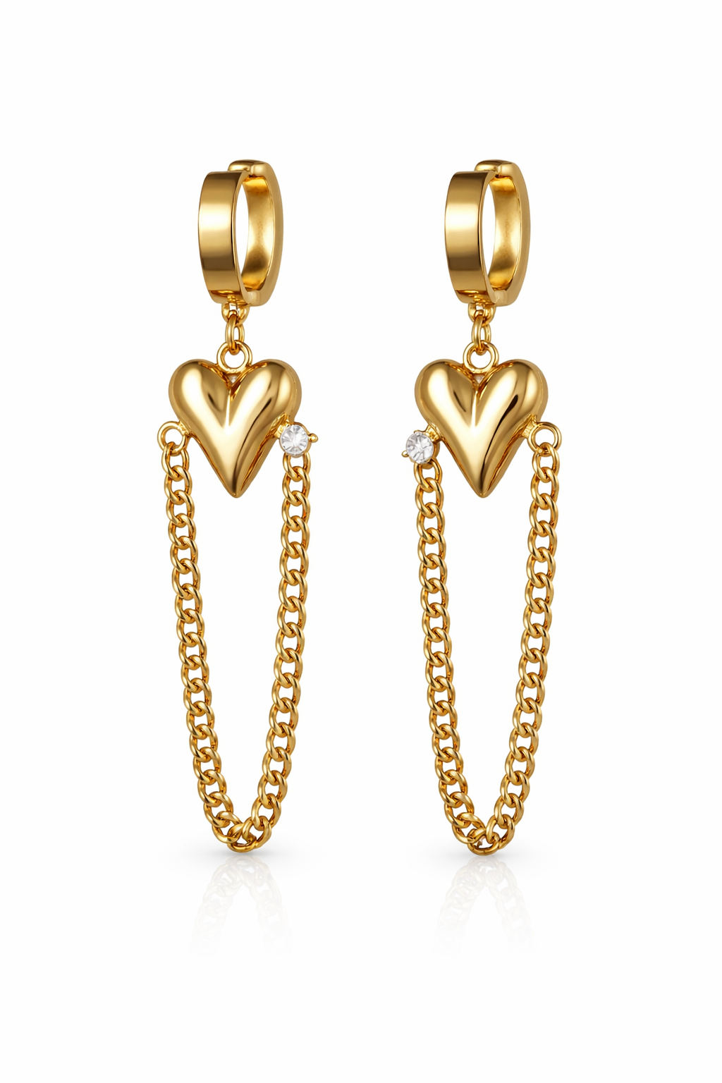 Luxury Gold Heart Chain Dangle Earrings for Women