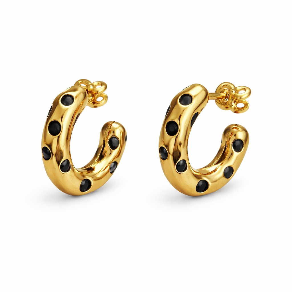 Gold Polka Dot Hoop Earrings for Women