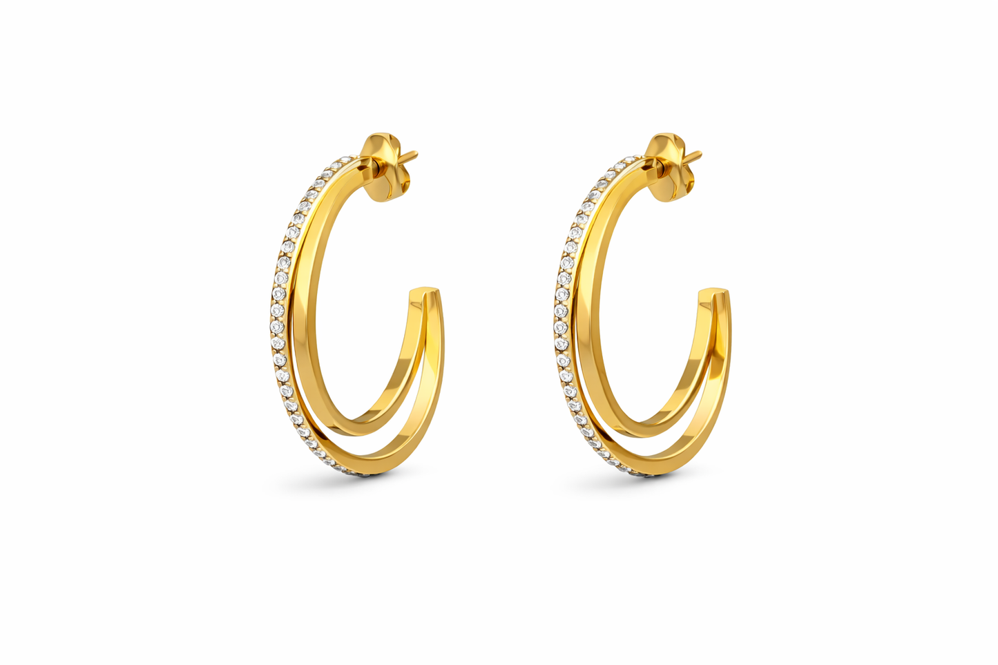 Cubic Zirconia Gold Hoop Earrings for Women