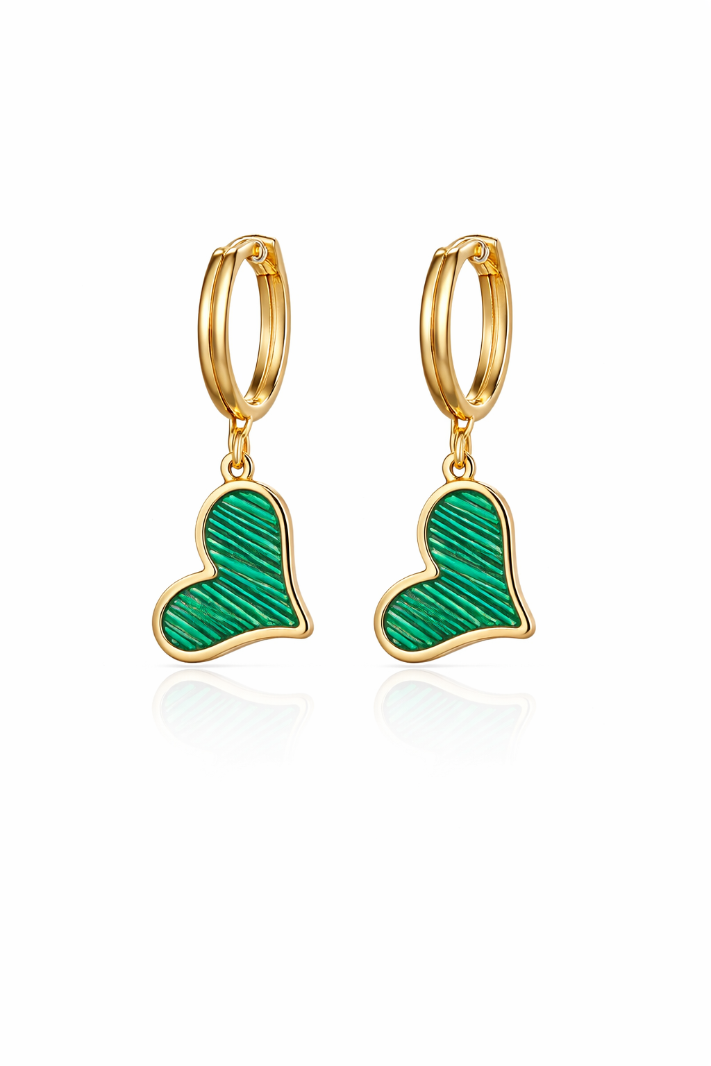 Green Heart Hoop Earrings for Women