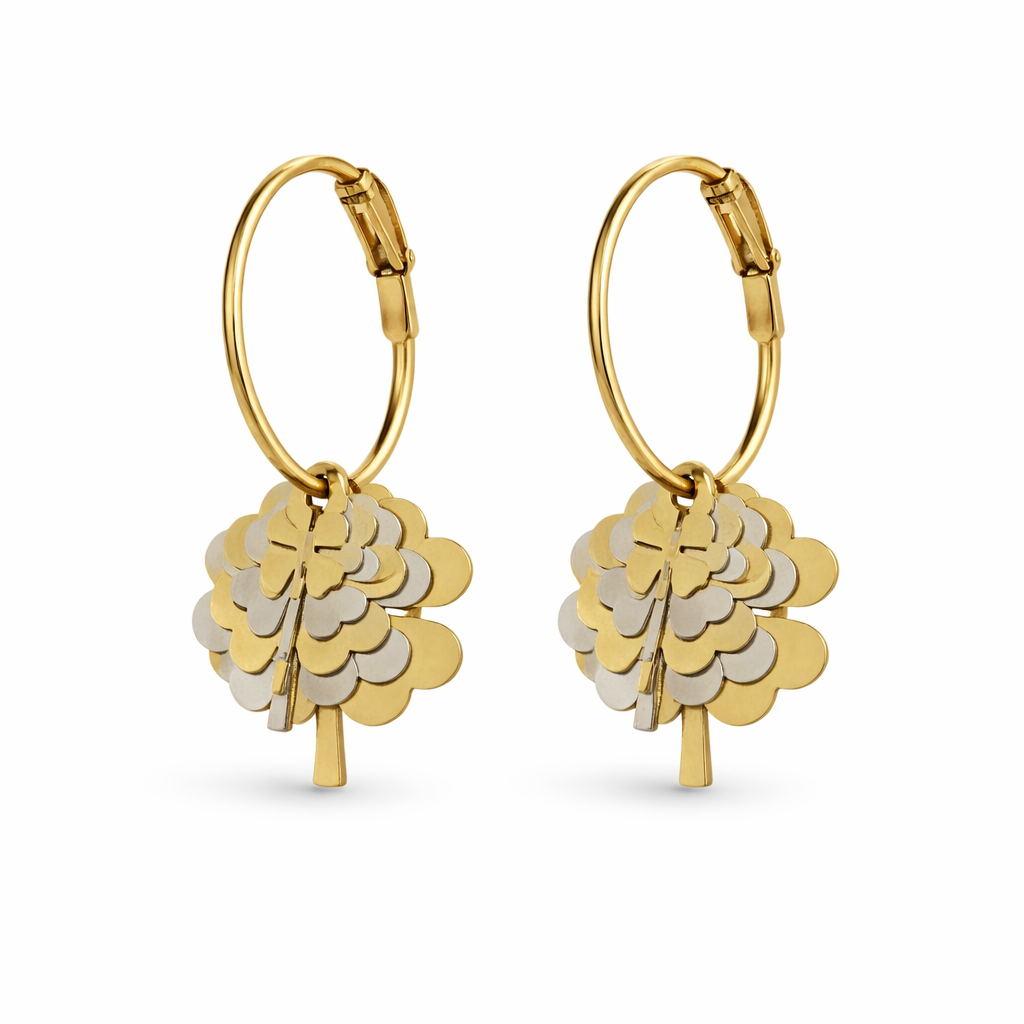 Luxury Tree Charm Hoop Earrings for Women