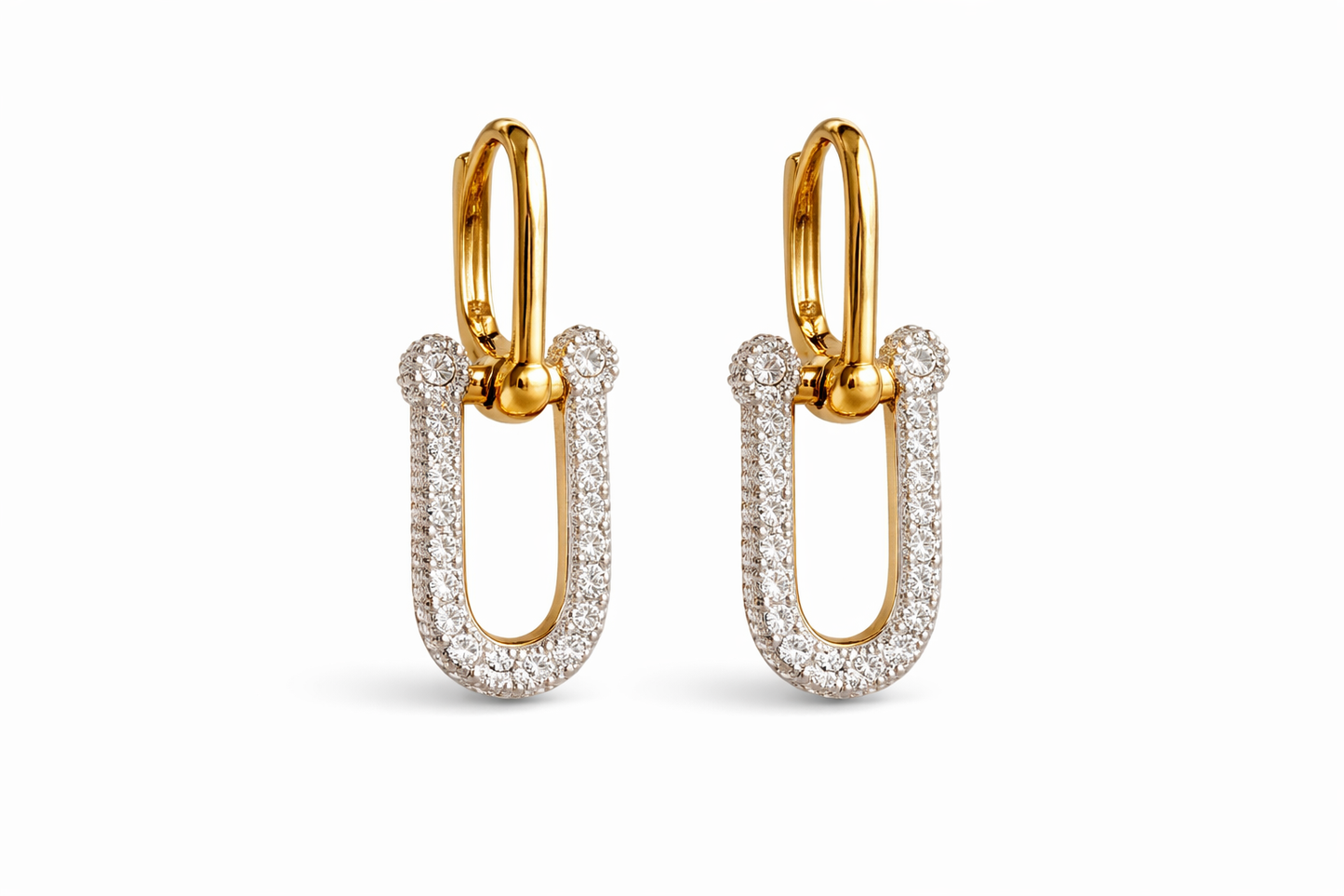 Sparkling U-Link Gold Earrings