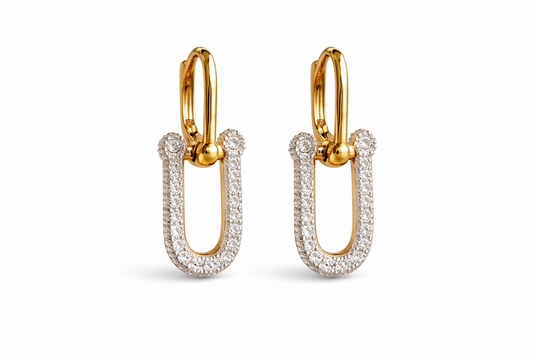 Sparkling U-Link Gold Earrings
