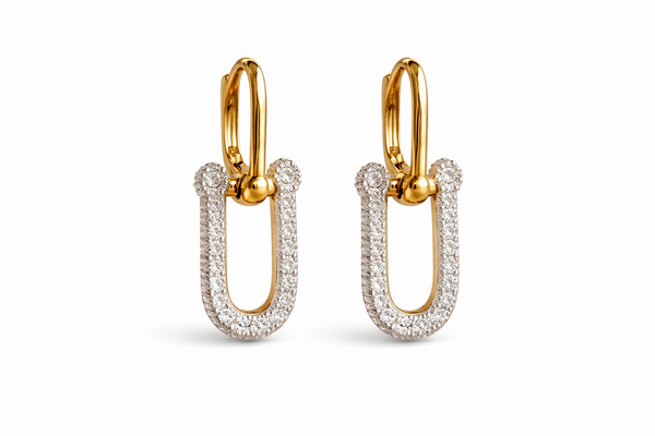 Sparkling U-Link Gold Earrings