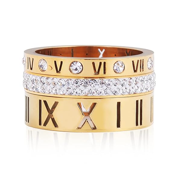 Roman 3 Layer Gold Ring