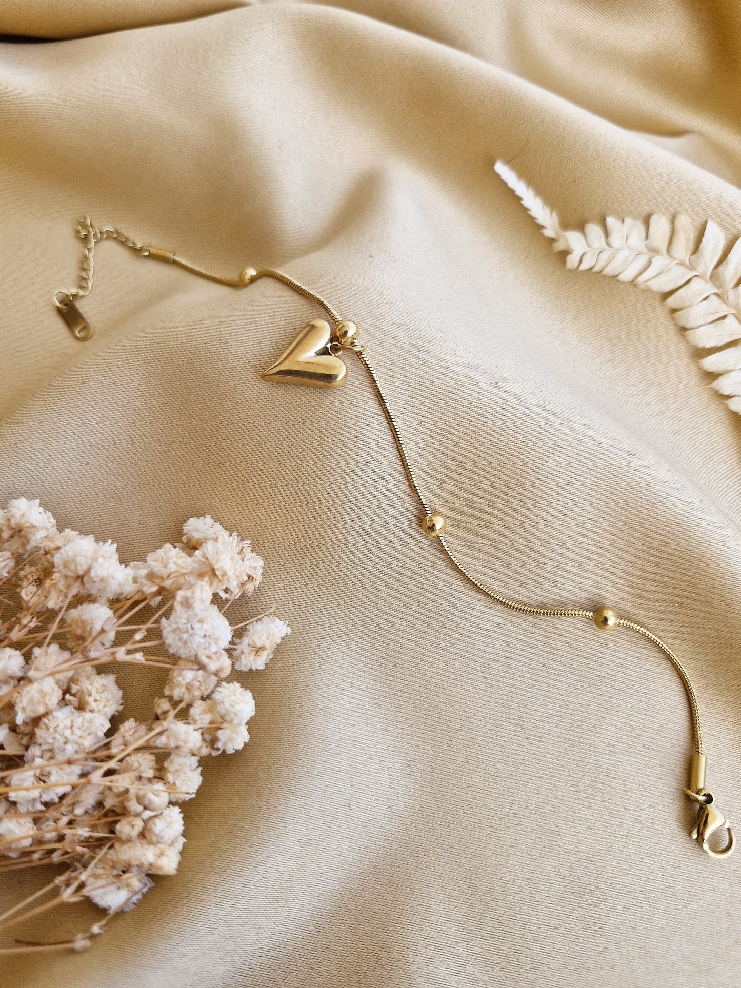 Pave Heart Chain Bracelet