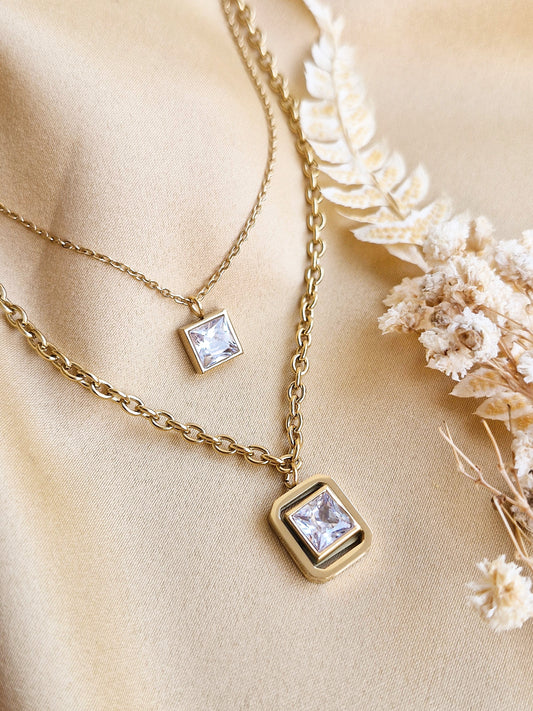 Twin Sparkle Layer Necklace