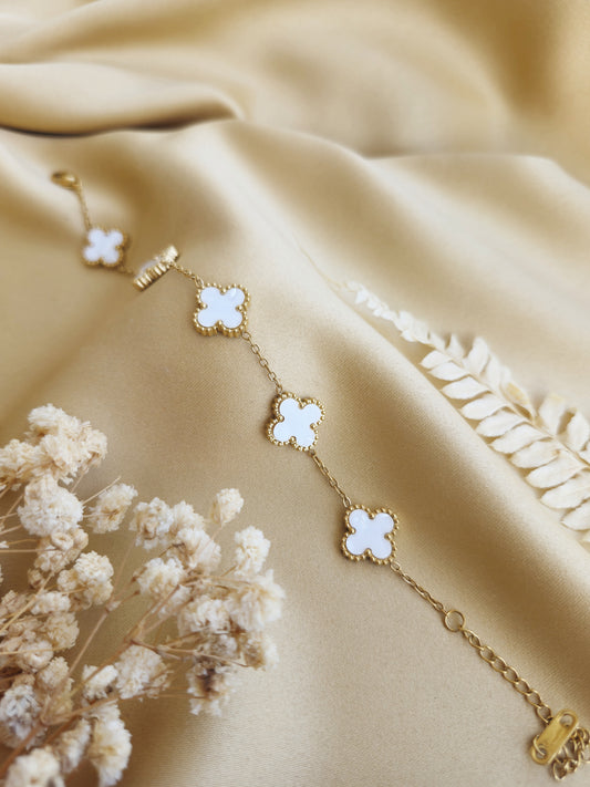 Clovery Gold Plated Bracelet - White