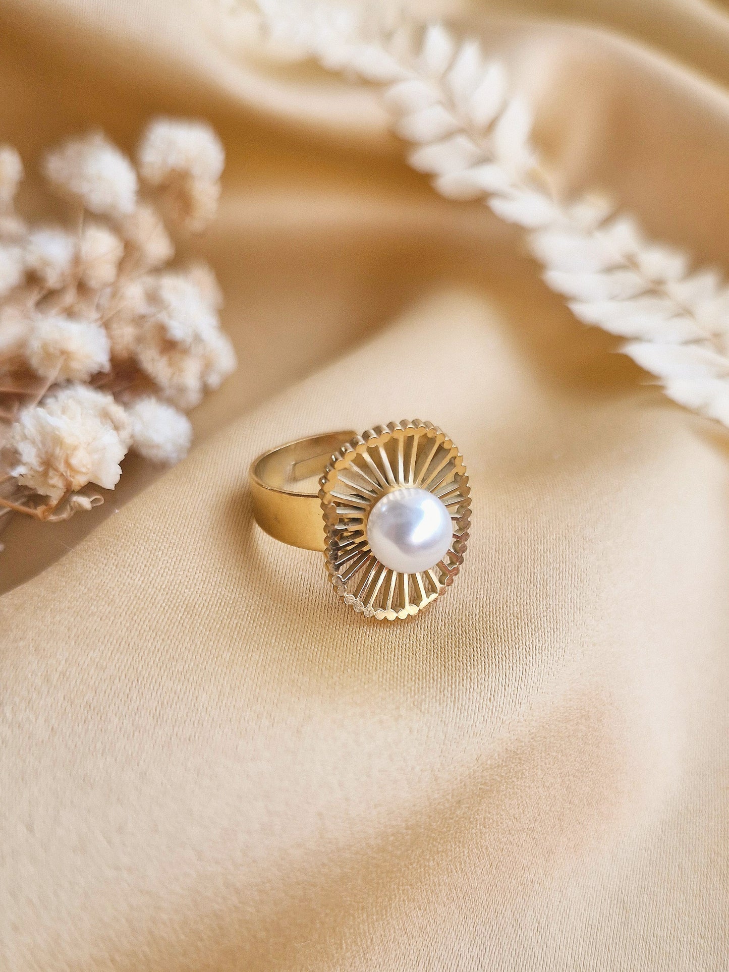Pearl Sunburst Ring